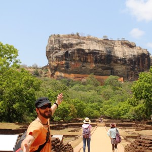 The rock in the distance known as Sigiriya