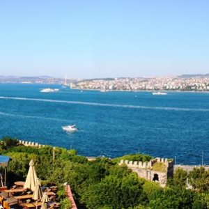 The Bosphorus dividing Europe and Asia