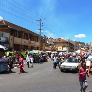 Busy market streets of Tana