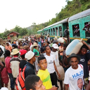 Hectic crouds at the train station